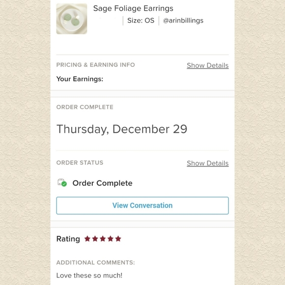 Sage Foliage Earrings - Picture 7 of 8